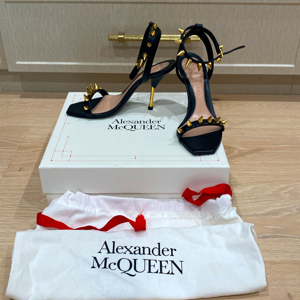 Alexander McQueen Black Heels with Gold Spikes- only worn 1x